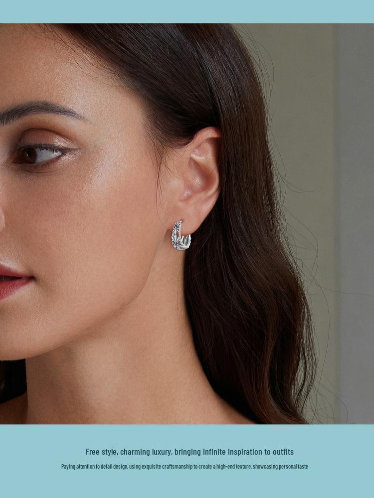 Avle Retro Iris Hul Sterling Sølv S925 Allsidige Sommer Øredobber for Kvinner