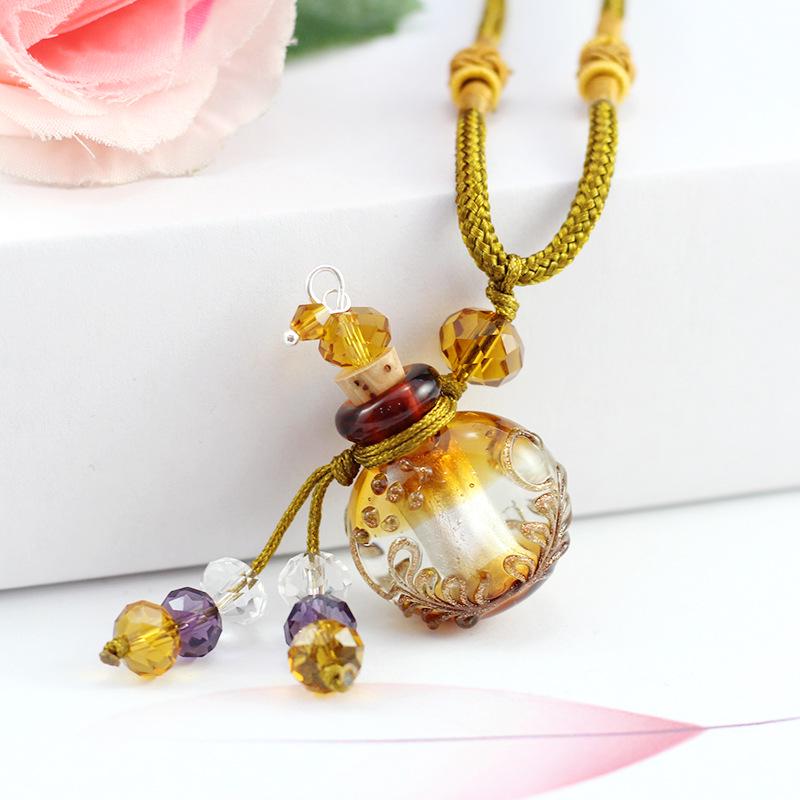 1PC Murano Glass Perfume Baroque Necklaces Essential Oil Vials Aroma Perfume Bottle Necklace
