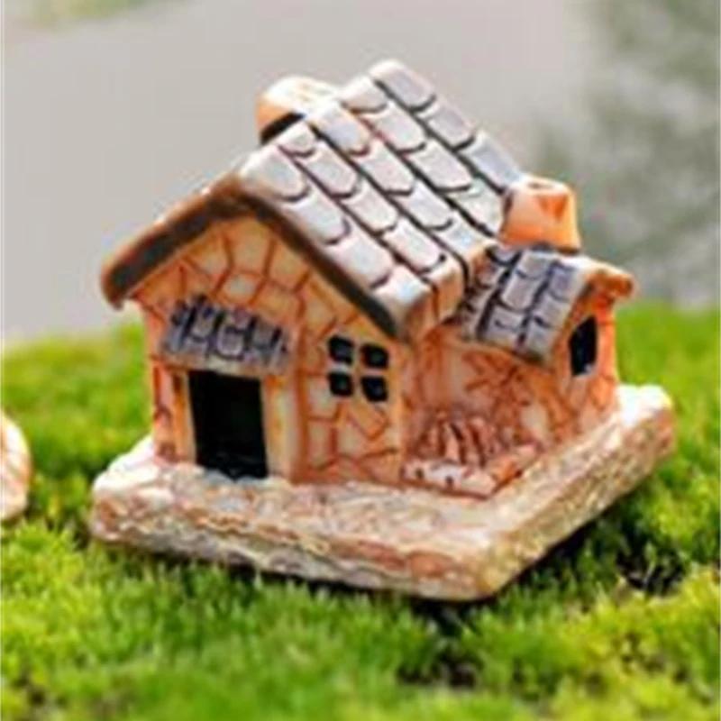 Micro Landscape Fairy Garden House Mini Craft Figurine Dollhouse Stone House Garden Ornament Miniature Home Decoration Resin