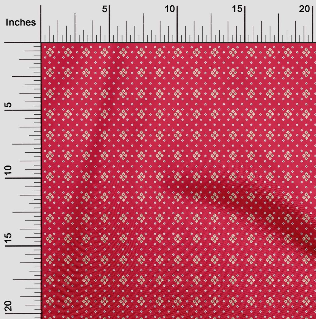 oneOone Cotton Flex Carmine Red Fabric Small Motif Bandhani Quilting Supplies Print Sewing Fabric By The Yard 40 Inch