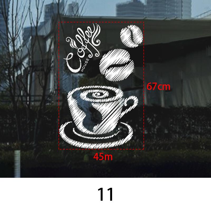 Coffee Shop Wall Sticker Cafes Ice Cream Bread Cake Wall Art Decals DIY Restaurant Milk Tea Shop Decor Sign Window Glass Film