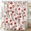 Minimalist Floral Shower Curtain Set Pink Red Tulips Pattern Bath Decor for Home Waterproof Fabric, Includes Rod Holders