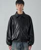 Costume O’Clock Synthetic Leather Curved Two-Way Bomber Jacket Black Coosjp046Leblack