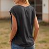 Womens' Fashionable And Casual Solid-color Basic V-neck Short-sleeved Top