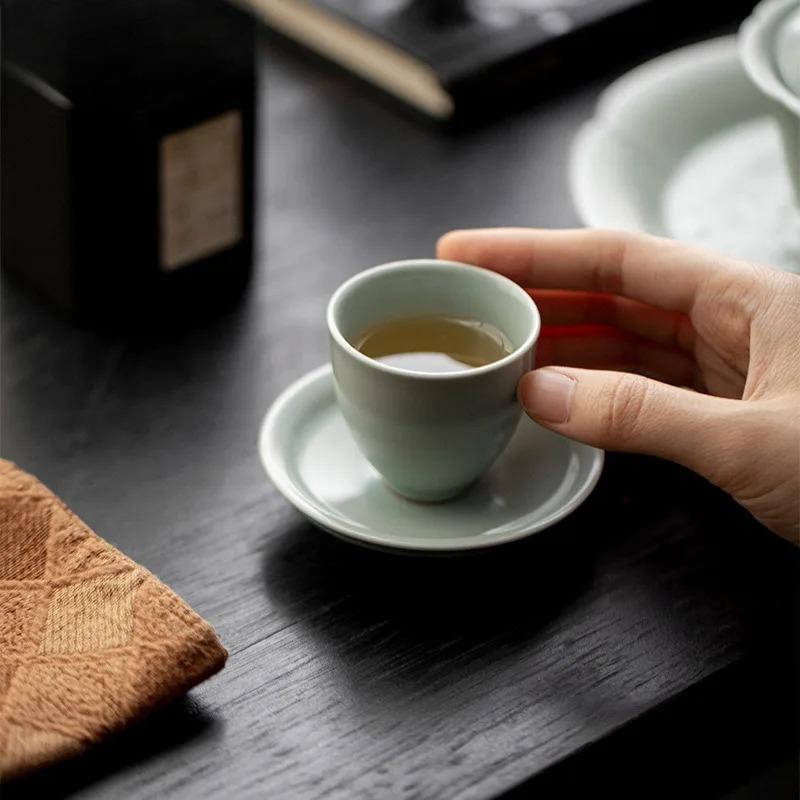 40ml Yaozhou Kiln Teacup Japanese Tea Bowl Tea Cup Set Tea-tasting Fragrance Cup Jianzhan Master Cups Teaware Collection Saucer