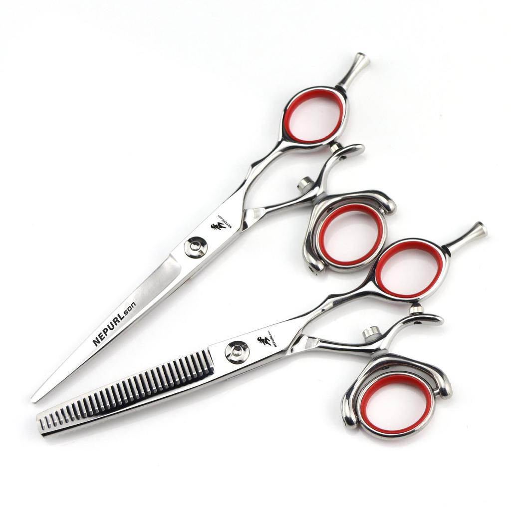 Naipusen 720° Rotating Hairdressing Scissors Set - Straight, Thinning & Bang Shears