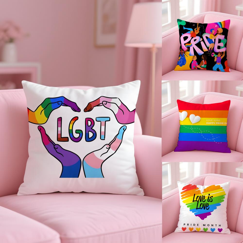 Fashin Pride Month Pillow Case Soft Plush Fabric Double-Sided Printed Cushion Cover Warm Winter Sofa Pillow Case
