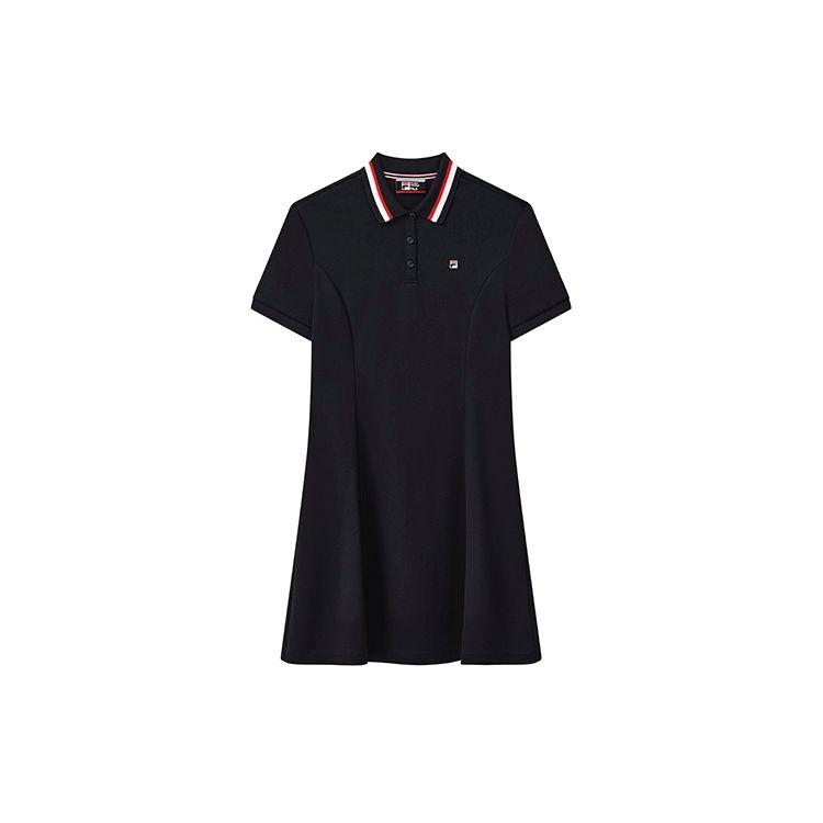 Fila Striped Embroidered Logo Sports Casual Polo Dress Women Dresses Legendary-Blue F11W231309FNV