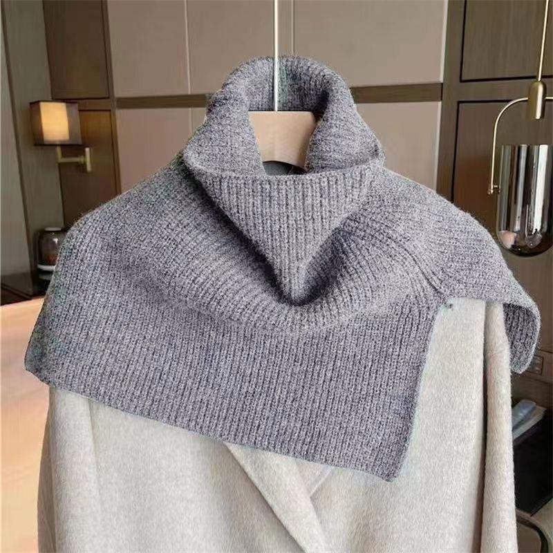 

Pullover Scarf Knitted Shawl Winter Scarf False Collar Coat Bib Warm Scarf Turtleneck Slit Jumper Shawl Clothes Accessories One Size сірий