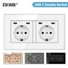 EIOMR EU Standard USB-C Power Double Socket, AC 250V 16A Flush Mount Wall Socket, 5V 2.1A USB-C Port Standard Electrical Outlet