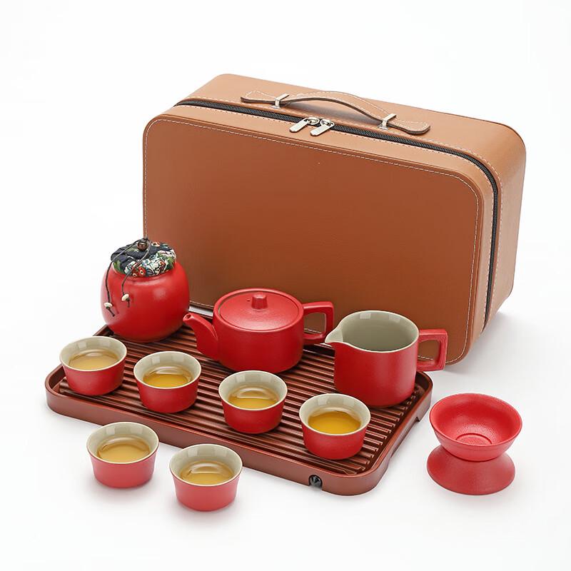 JANLA Red Dragon Travel Ceramic Tea Set