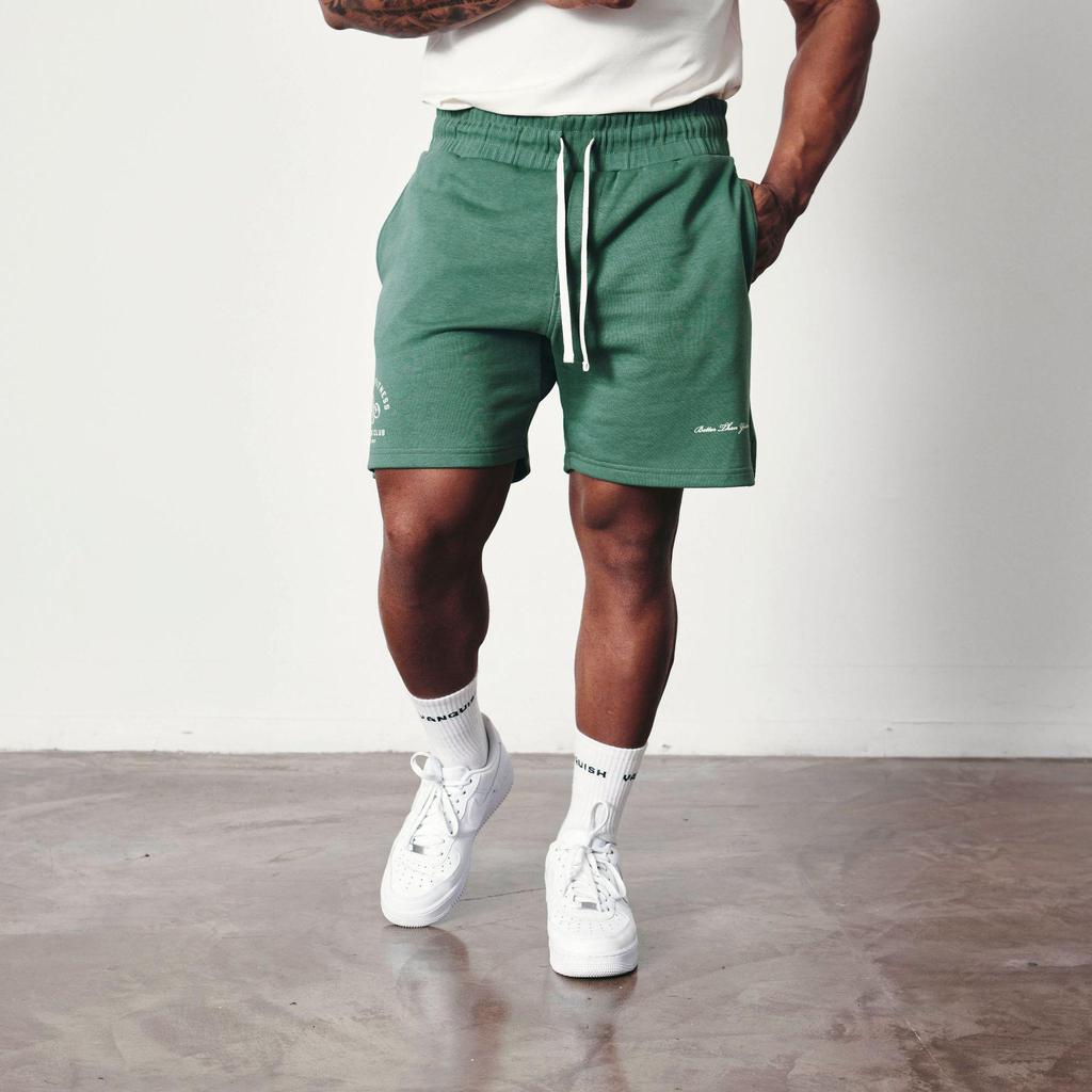 Men's Summer Drawstring Fitness Sports Short Pants Loose Casual Cotton Running Shorts with Pockets