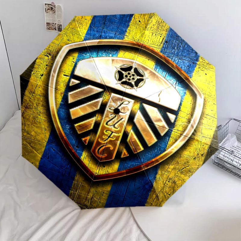 1 PC Automatic Folding Umbrella - Leeds Football Club Pattern Portable Foldable Design With 8 Ribs Christmas Birthday Gifts