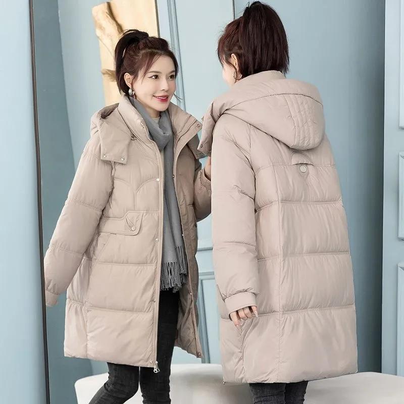 Winter Damen Kapuzenjacke Mäntel Lange Parkas Damen Daunen Baumwolle Übermantel Dick Warm Gefüttert Winddicht Lässig Windjacke 3XL