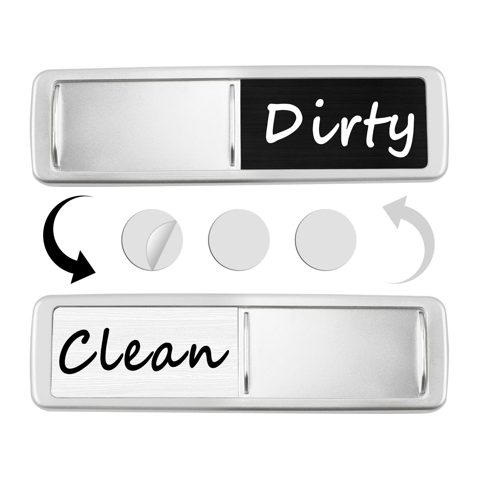 Dishwasher Magnet Clean Dirty Sign, Slide Strong Clean and Dirty Magnet Indicator for Dishwasher, Non-Scratch, Easy to Read, Self-Adhesive Stickers