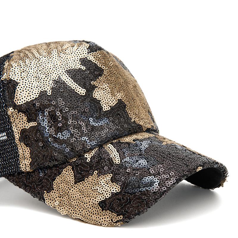 Spring Summer Cap Women's Summer Maple Leaf Baseball Cap Sequin Cap Sunscreen Cap Sunshade Net Cap