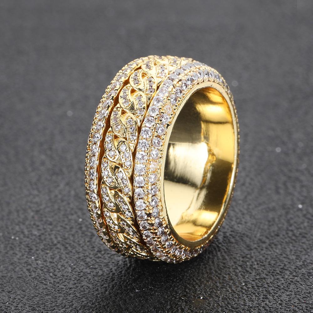 Trendy Full Diamond Rotation Gear Ring: Versatile & Popular with a Mechanical Vibe, Perfect for Decompression & Personal Expression