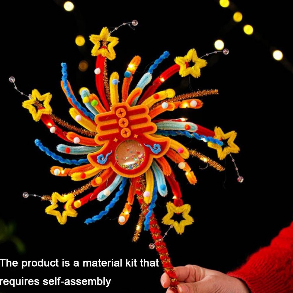 Twister Stick Glowing Rotating Lantern DIY Material Kit Handmade Handheld Glowing Light Cute Unfinished Rotating Lamp Kids