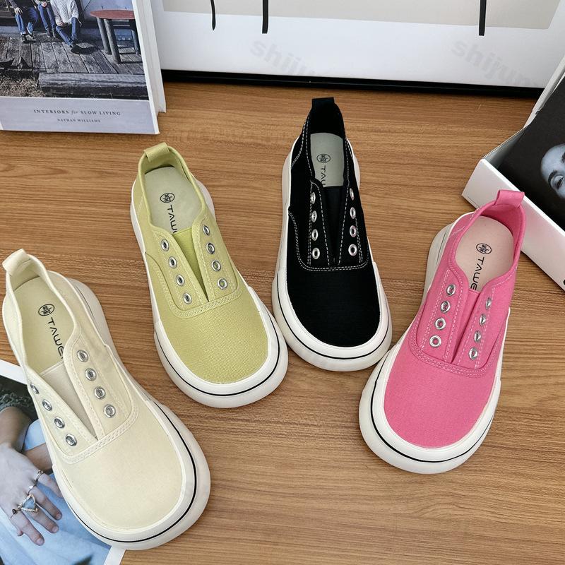 Fashion Autumn Women's Canvas Sneakers Thick Bottom Casual Sports Shoes Comfortable Non Slip Fashion Round Toe Platform Zapatos Mujer