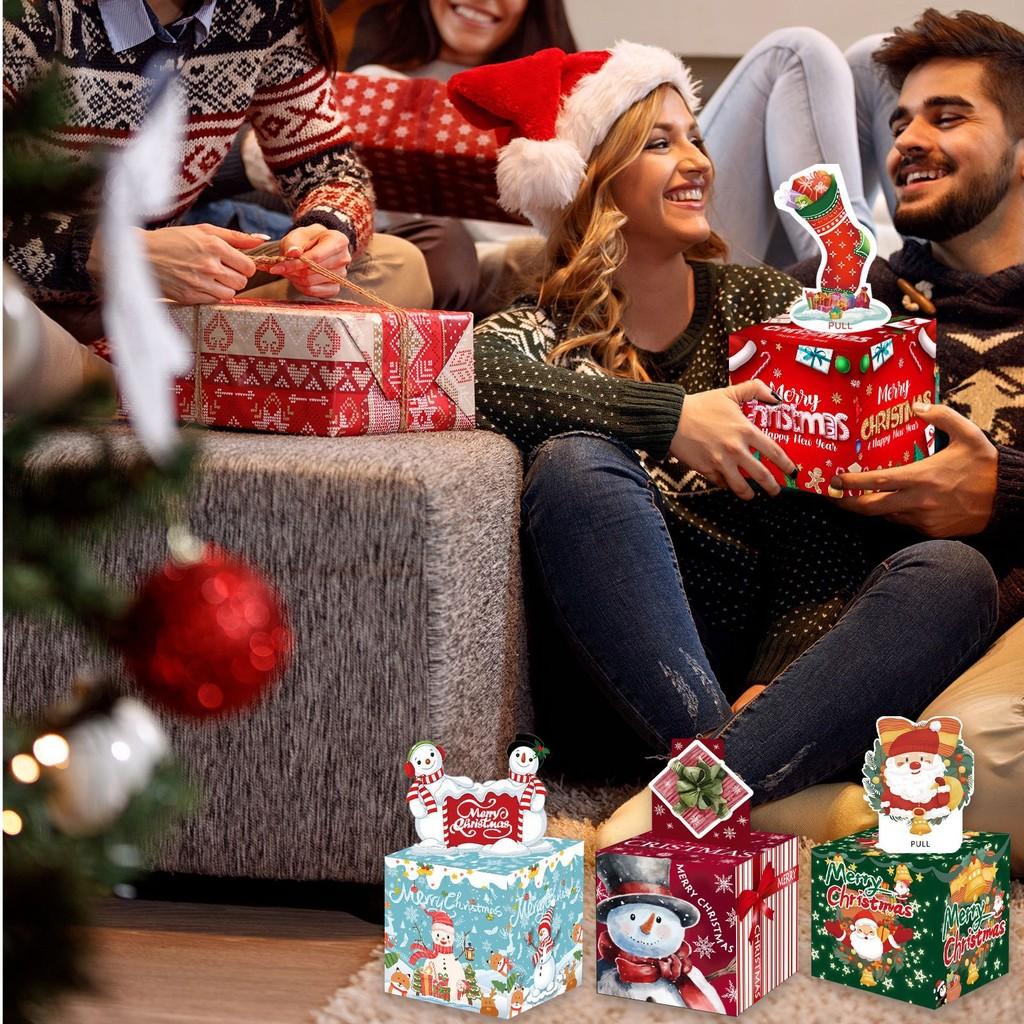 Themed Pattern Christmas Paper Box Set Holiday Decoration Props For Gift