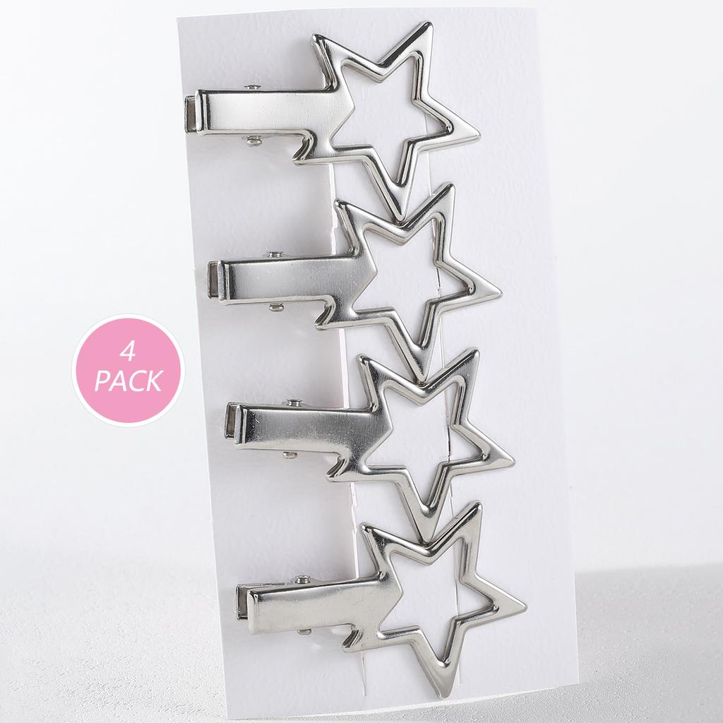 4/24Pcs Silver Y2k Hair Clips for Women Hollow Out Metal Duckbill Clip Gilrs Hairpins Side Clips Styling Girls Hair Accessories