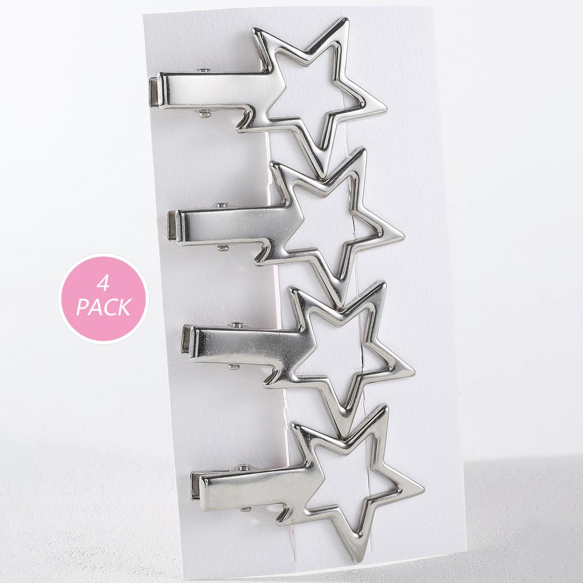 

4/24 шт. Серебристые заколки для волос Y2k для женщин Элегантные металлические зажимы-уточки Женские заколки для волос Боковые заколки-бабочки Аксессуары для волос для девочек