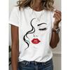 Abstract Face Gradient Color Print T-Shirts Women's Casual Short Sleeve O-Neck Tees Harajuku Y2K Tops Female Clothing