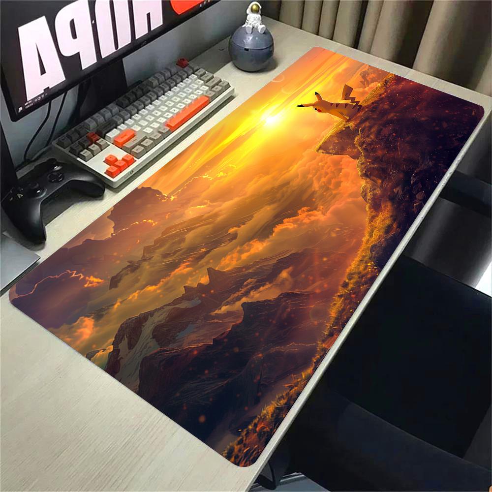 XXL Rubber Mouse Pad Large PC Computer Gaming Accessories Mousepad Pokemon Pikachu Extended Desk Mat Locking Edge Gamer Carpet