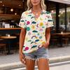 Women's Casual V Neck Short Sleeve T Shirt with Print Top