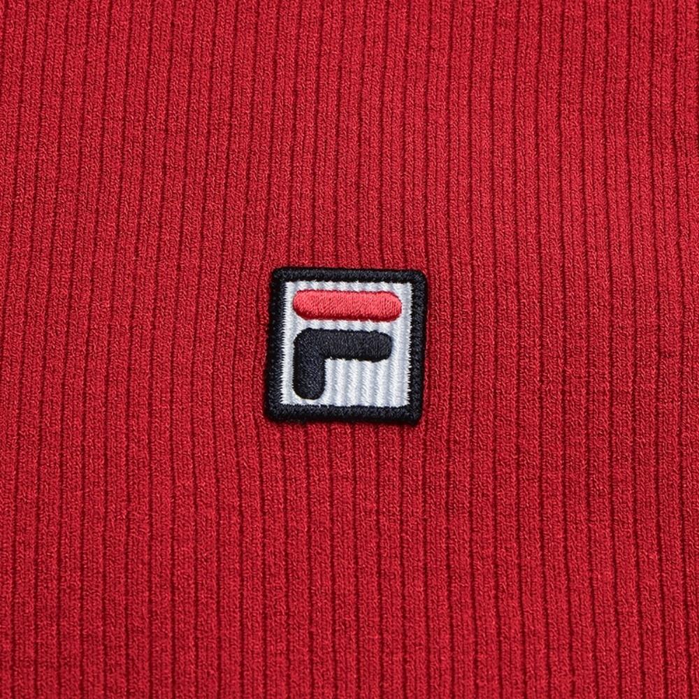 FILA Heritage Vintage Casual Versatile Fashion Woven Polo Knit Sweater Women tops Red F11W628411FRD