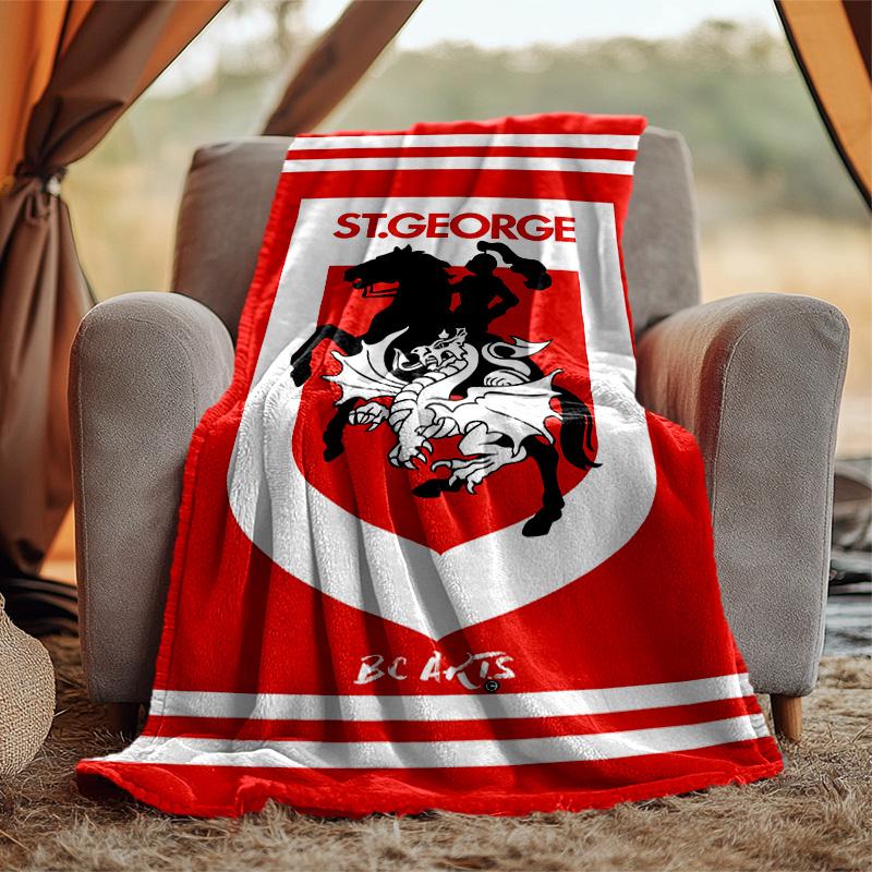 St George Illawarra Flannel Blanket Soft Warm All-Season Throw, Design for Camping, Car Travel, Hiking Sofa, Bed, Office Perfect Gift for Parties
