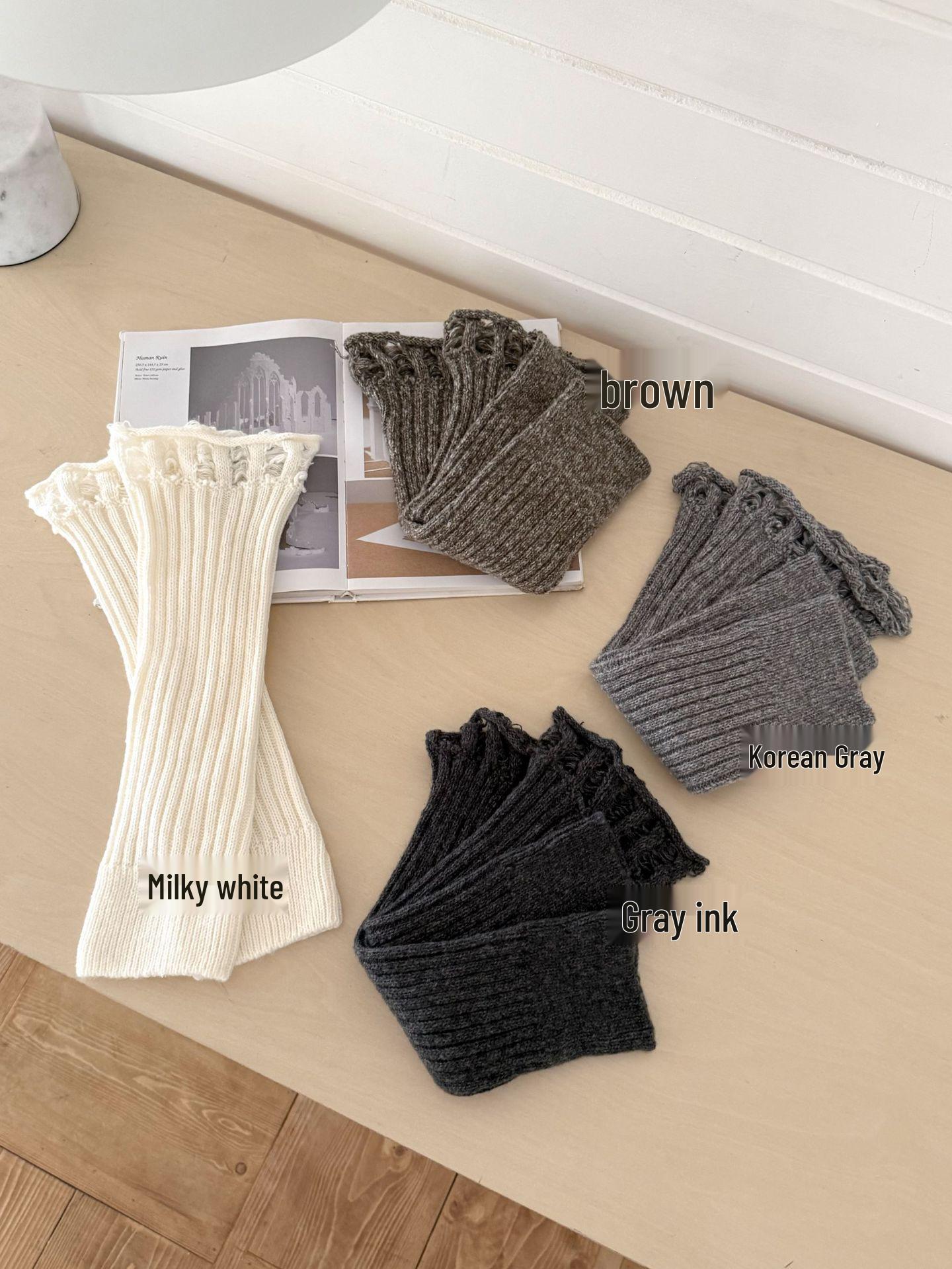 

Женские теплые вязаные гетры в японском стиле - Серые ретро до середины голени, Сладкие молочно-белые до колена - Идеально для осени/зимы. Milk White