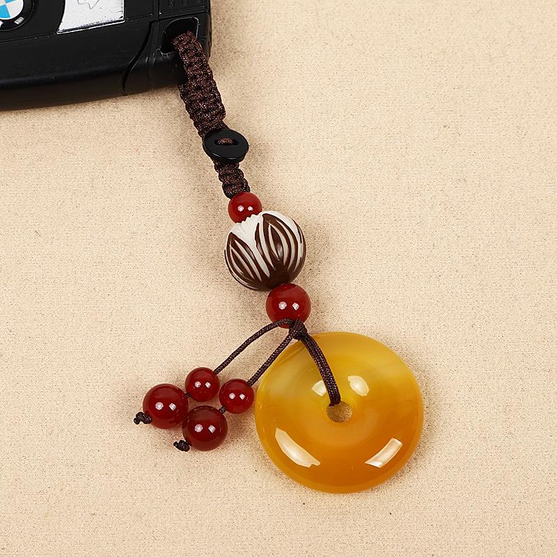 Bodhi Lotus Agate Peace Buckle Keychain Pendant