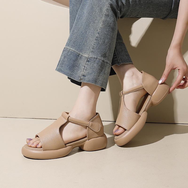 2025 New Platform Sandals Women's Summer Wear Open-toed Roman Sandals Women's Retro Style Comfortable Women's Shoes