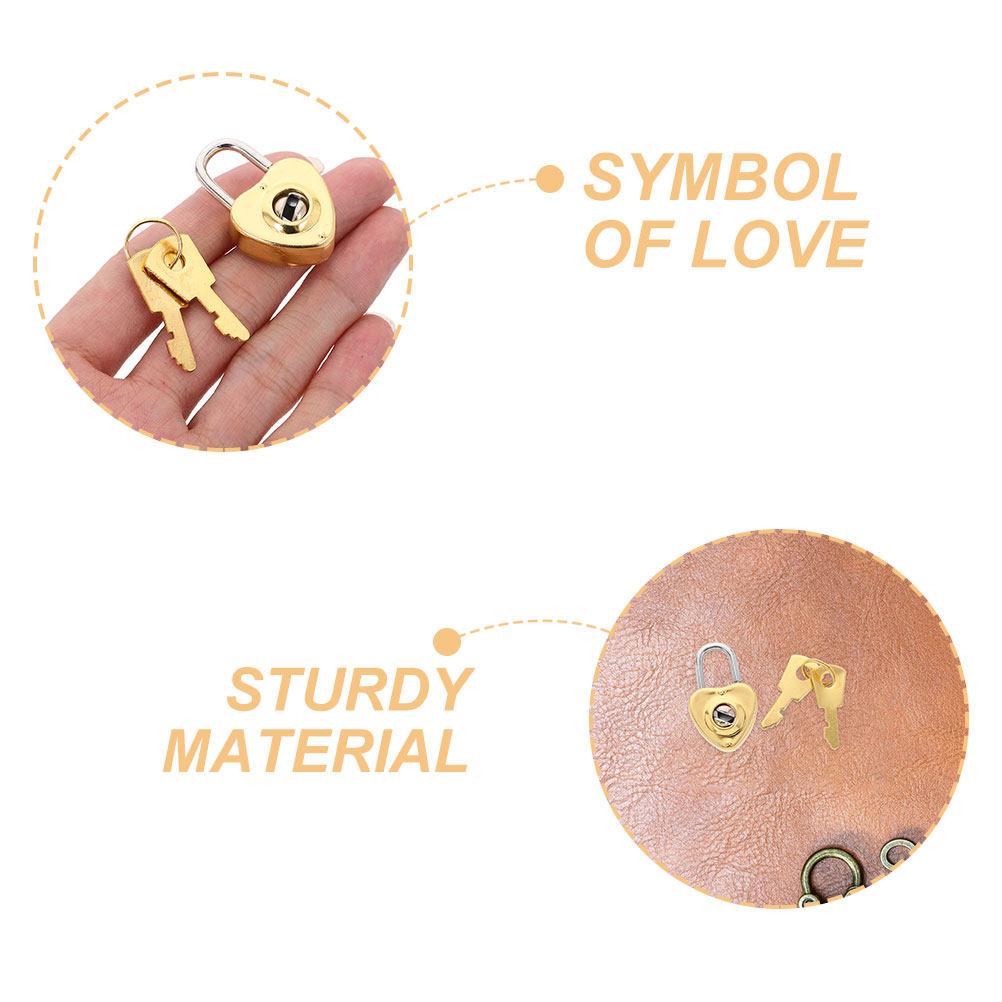 6Sets Mini Heart Padlock Zinc Alloy Vintage Decorative Lock for Diary Jewelry Box Luggage Small Cute Love Symbol Keyed Padlocks