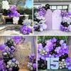 Black Purple and Metallic Lavender Silver Balloon Arch Kits Perfect for Movie-themed Parties Birthdays Anniversaries Decorations