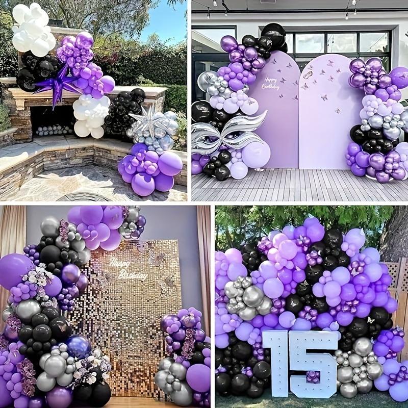 Black Purple and Metallic Lavender Silver Balloon Arch Kits Perfect for Movie-themed Parties Birthdays Anniversaries Decorations