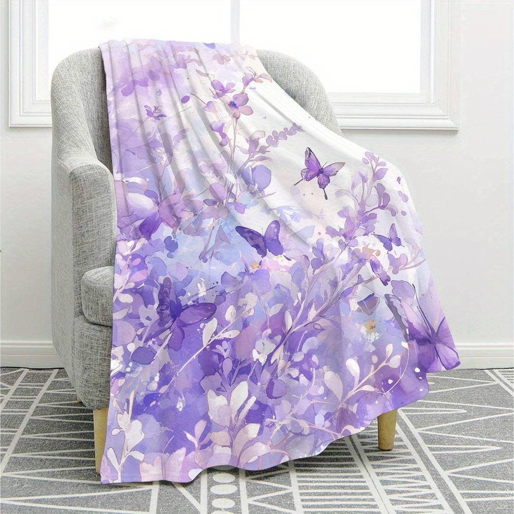 Lavendel-Serie digital bedruckte Polyester Schlafzimmer Samt Flanell Decke Fleece weiche Sofadecken für Betten