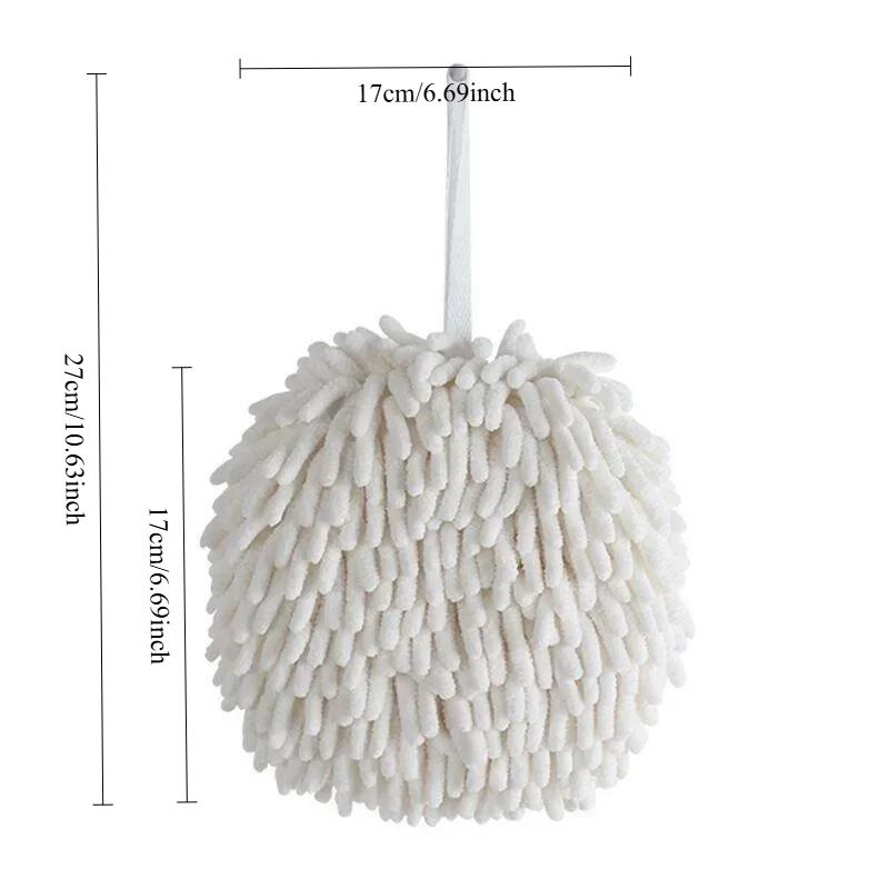 Fuzzy Ball Towel, Quick-Dry&Ultra-Soft Chenille Microfiber Hand Towels-Absorbent, Durable with Easy-Hang Loops for Kitchen&Bath