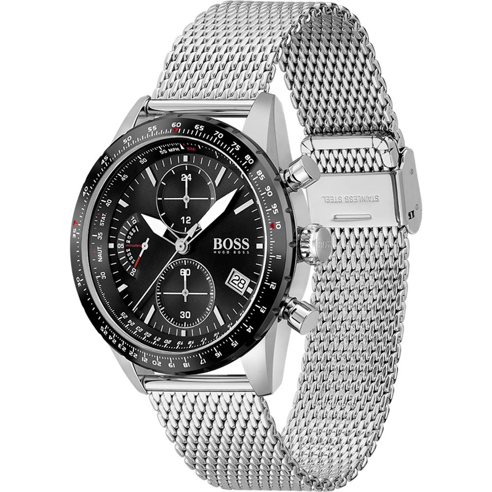 BOSS Pilot Edition Black Dial Silver Stainless Steel Mesh Bracelet Men's Quartz Watch 1513886