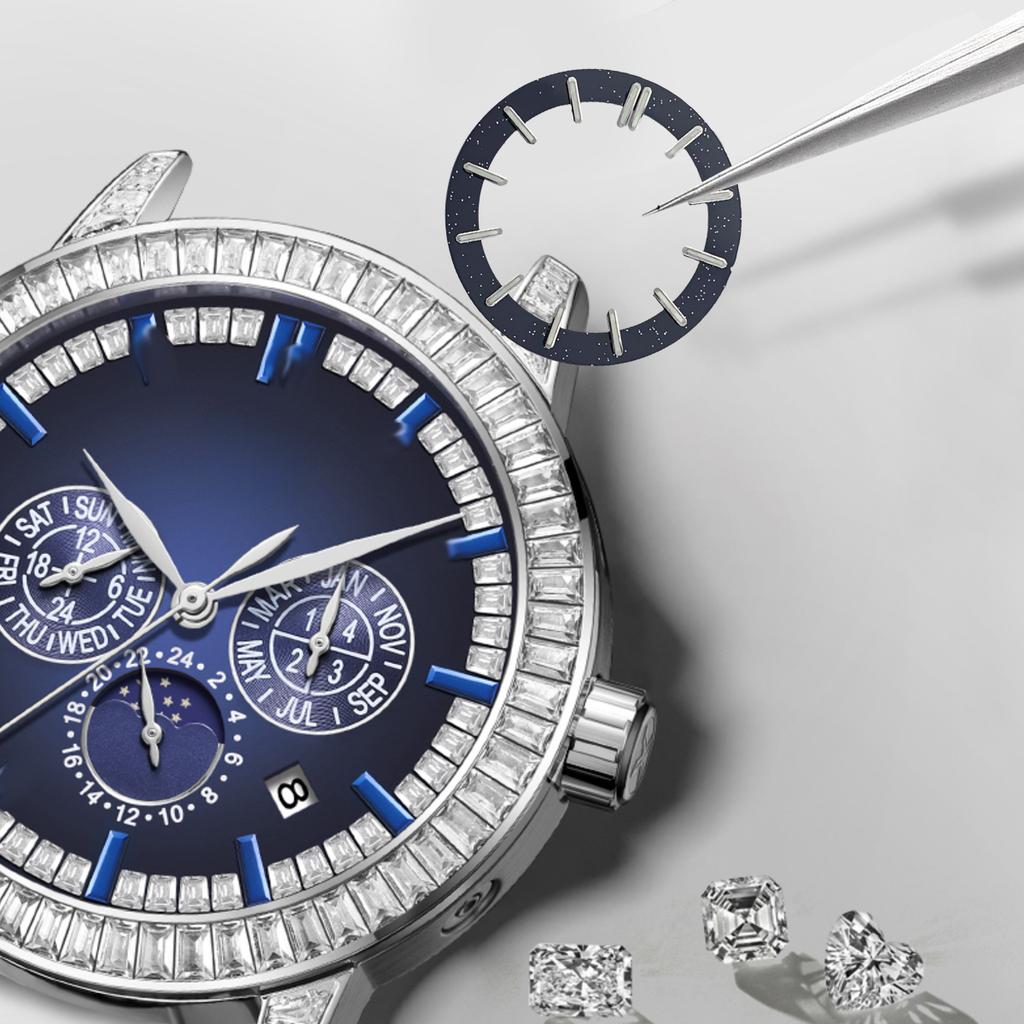 NH70 31.8MM Transparent Watch Dial for NH70 Movement Green Luminous Literal for NH35 Movement Dial Accessories