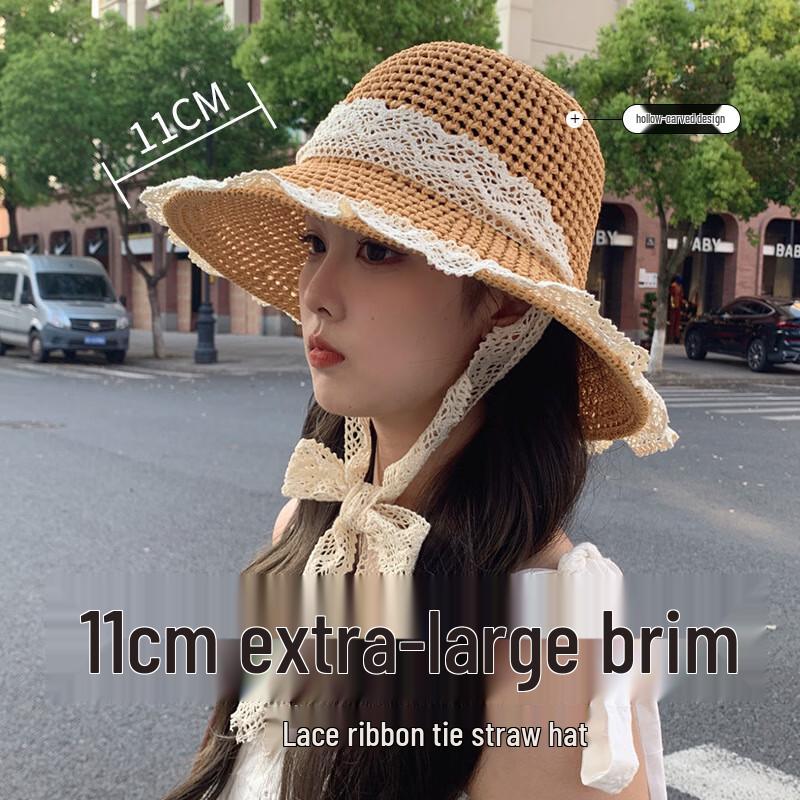 

Женская летняя пляжная соломенная шляпа от солнца 54-58cm Adjustable