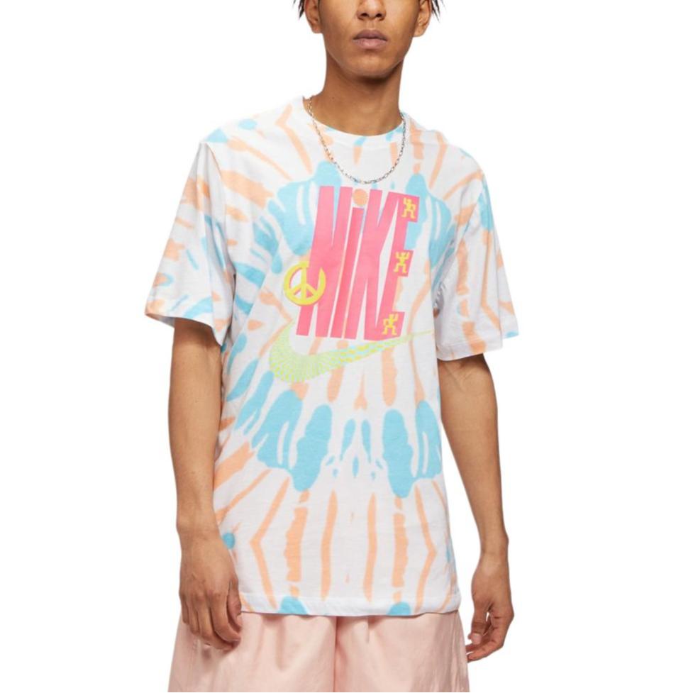 Nike T-shirt męski casual z krótkim rękawem i okrągłym dekoltem z nadrukiem logo Biały DD1271-100