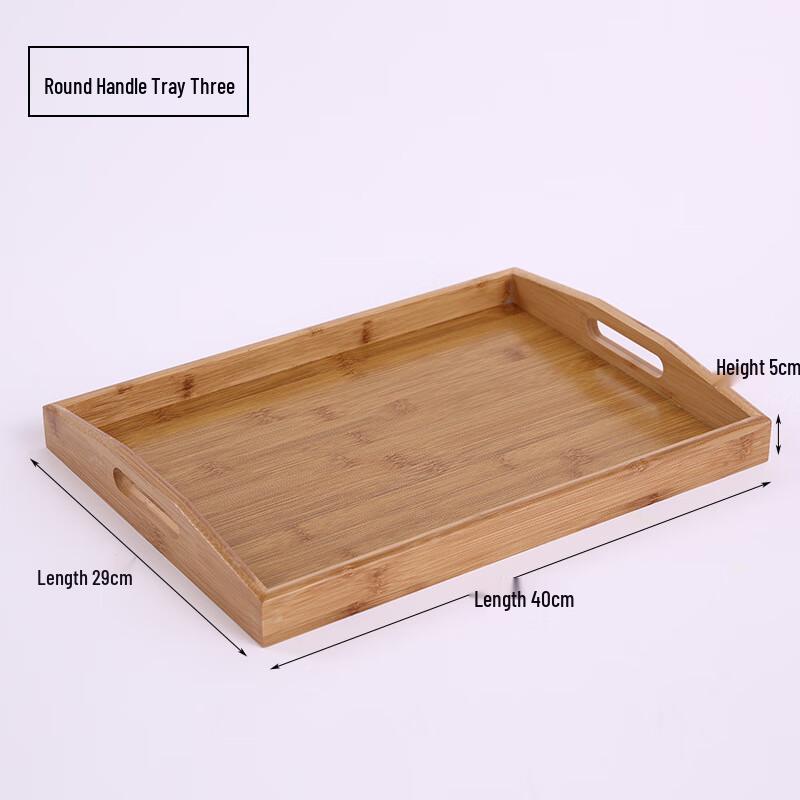 

MOLUONA Rectangular Bamboo Wood Serving Tray with Round Handles