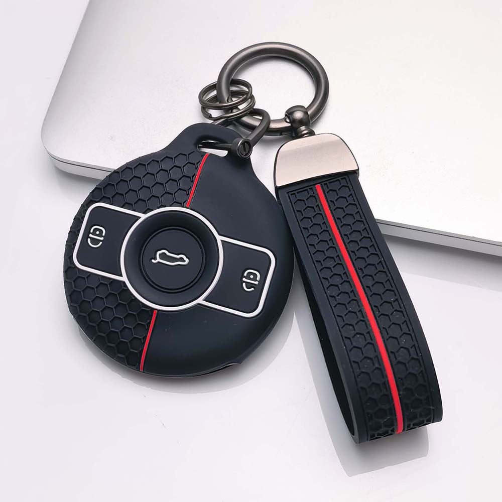 Key Holder Cover for Mercedes with Keychain For Smart 1 Smart 3 Anti-Scratch Anti-Shock Keychain Holder Anti-Scratch Guard Soft Grip Texture