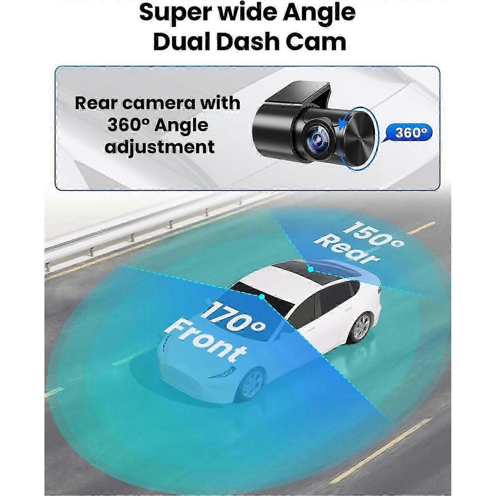 4K WiFi Dash Cam for Cars, Dual Channel Front & Rear Camera, Night Vision Capability, Parking Mode, 32GB SD Storage
