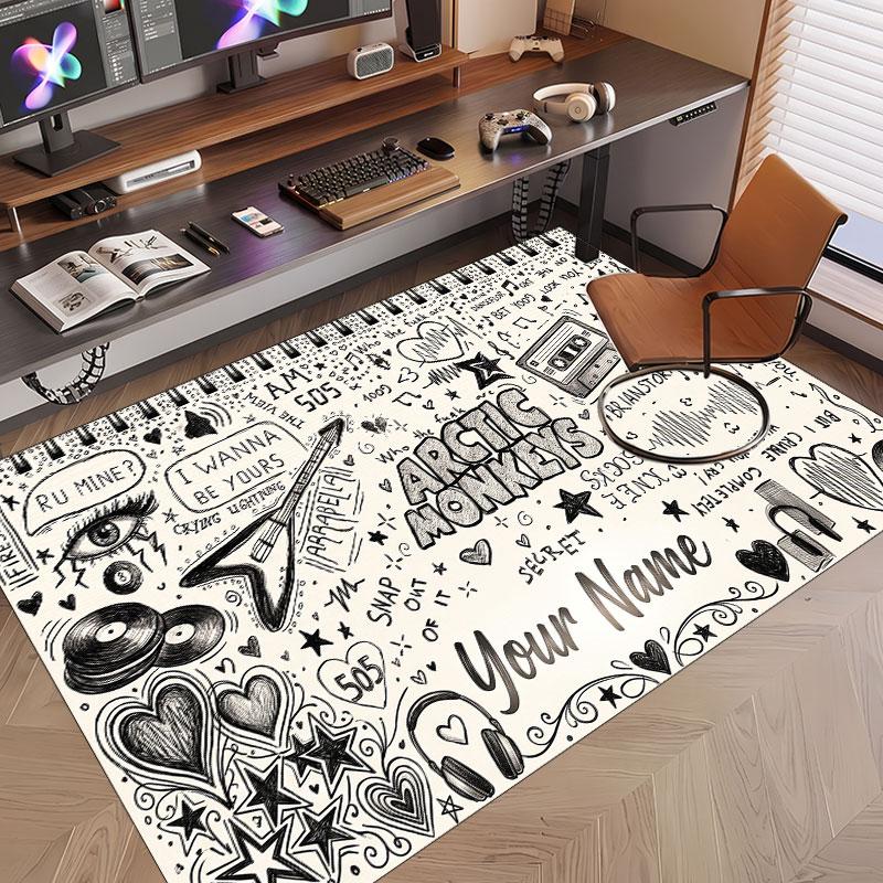 Custom Name Crystal Velvet Rug,Arctic Monkeys Comfortable Anti Slip Floor Mat For Room Decoration
