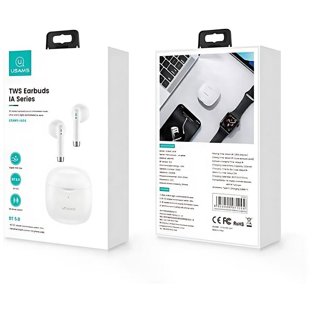 Usams Słuchawki Bluetooth 5.0 Tws Ia Series Bezprzewodowe Biały/White Bhuia02 (Us-Ia04)