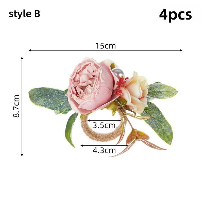 Flower Napkin Rings Rustic Napkin Rings Table Decor Western Napkin Ring Holder Rose Serviette Buckles for Wedding Party Banquet