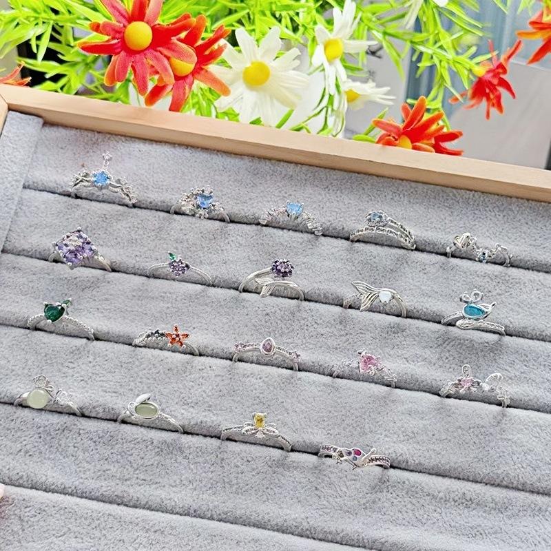 [Sweet Diamond Honey Talk] Girl'S Heart Sweet Pink Full Diamond Zir*****Pen Ring Butterfly Exquisite Premium Ring